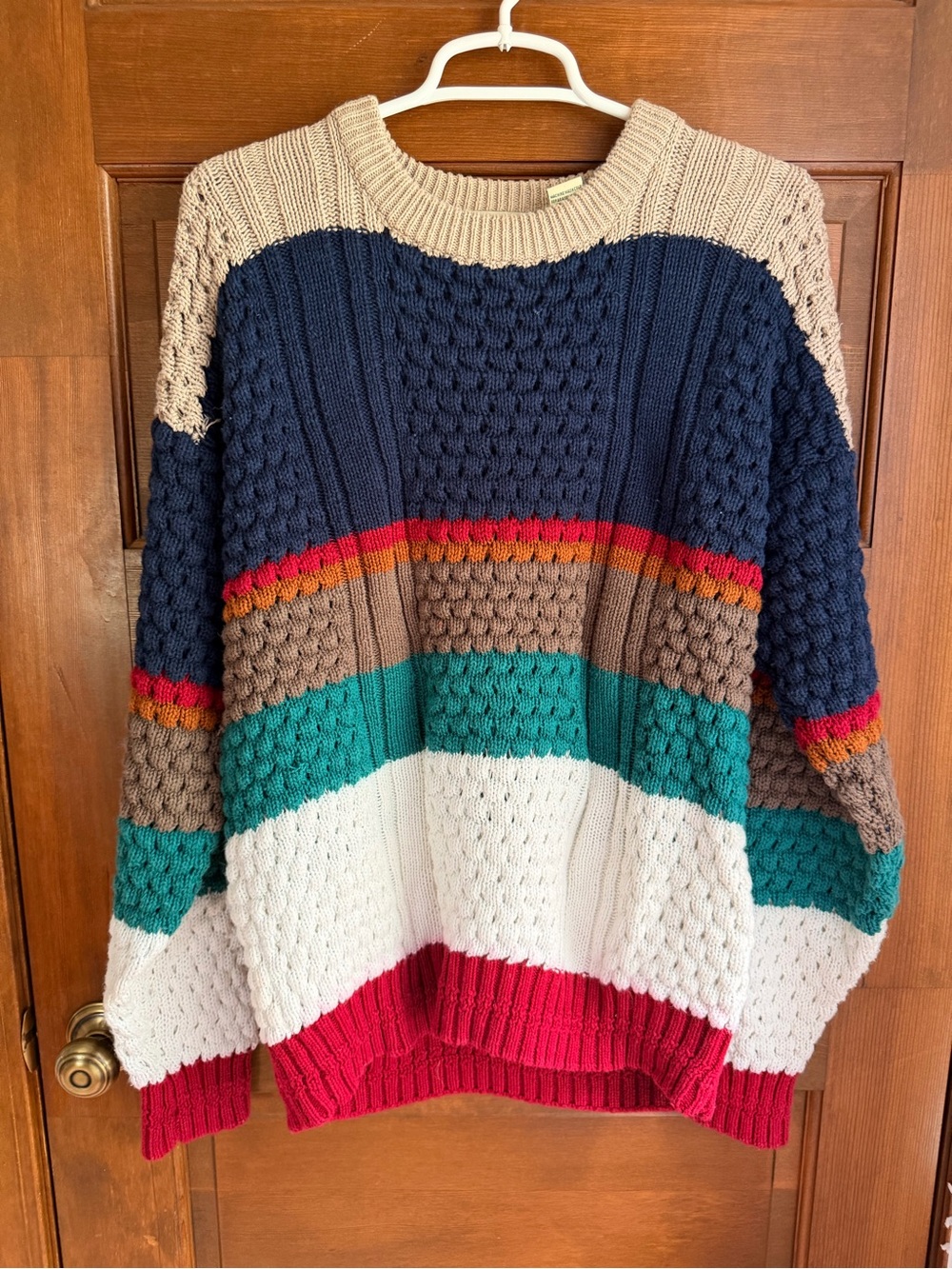 VINTAGE ST JOHNS BAY COLORFUL KNIT STRIPED SWEATER
